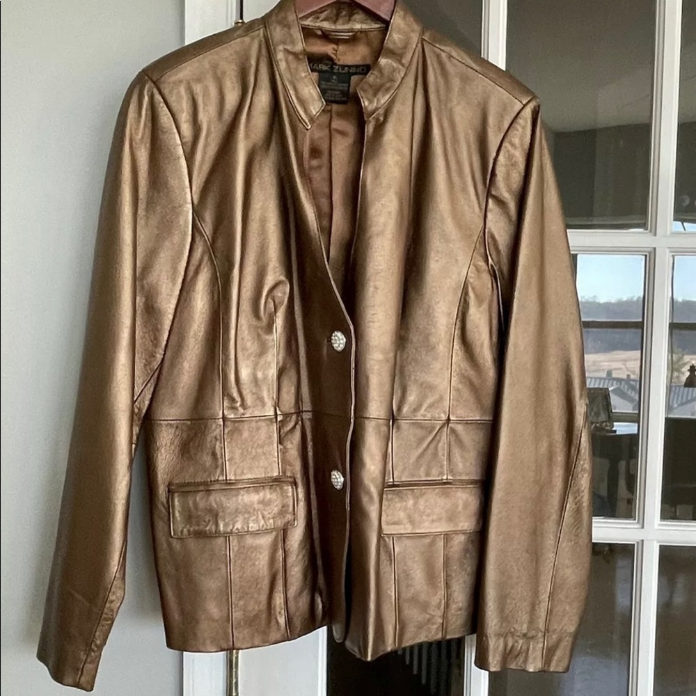 NWOT Spectacular Bronze Leather Jacket Lined Size XL